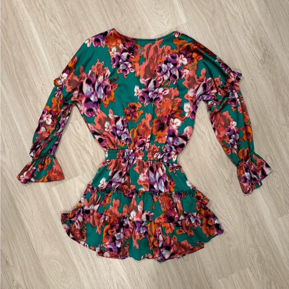 💜MISA Los Angeles💜Amalya ILyana Floral Ruffle Cinched Mini Dress - Picture 3 of 12